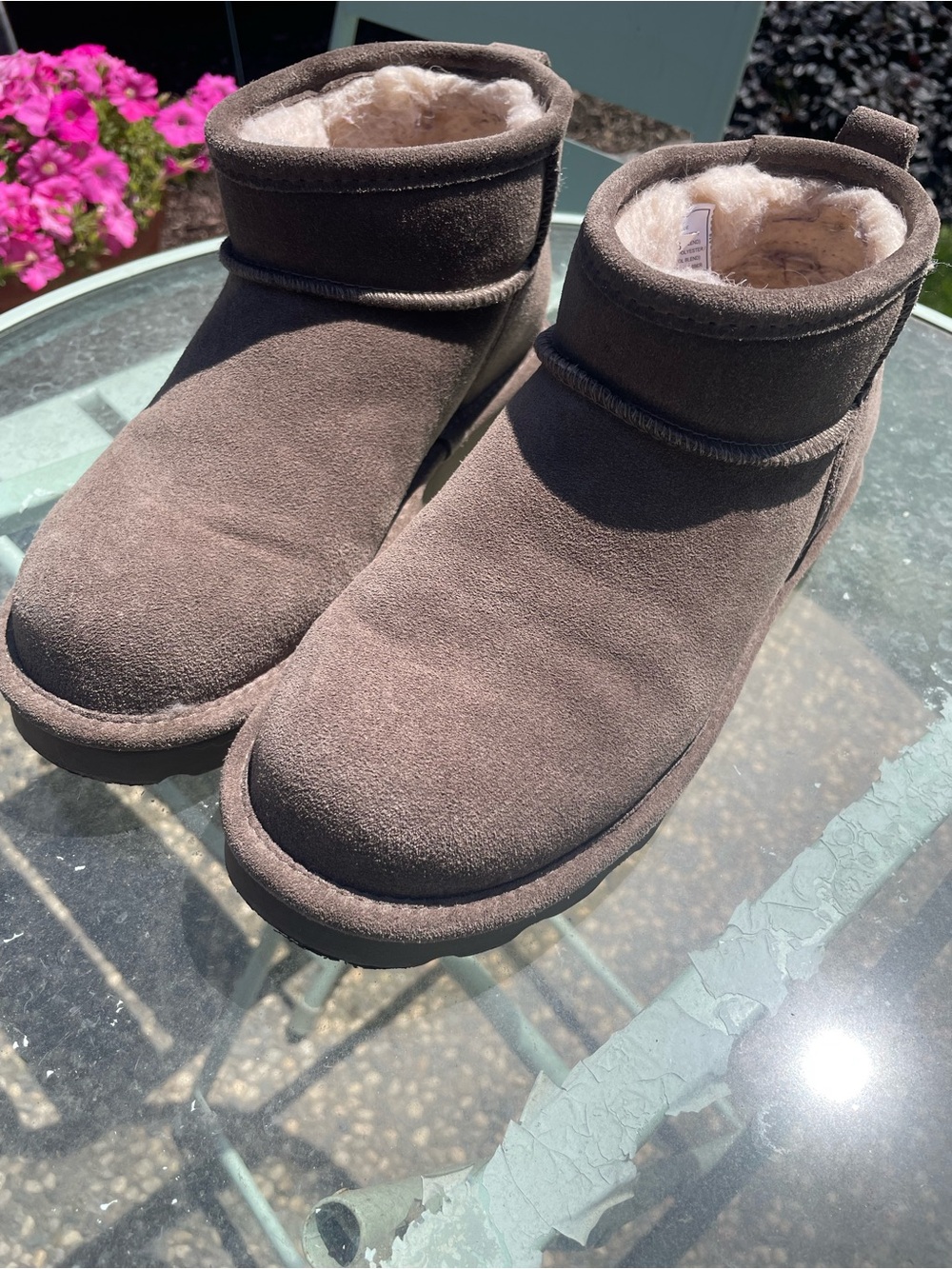 Bearpaw Cozy Suede Shearling-Lined Ankle Boots - gray